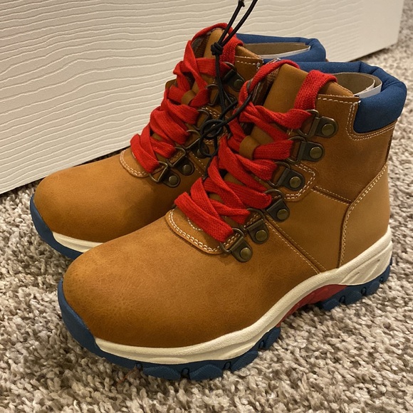 Boys Hiking Boot Size 13 Brown Red Navy - Picture 2 of 11